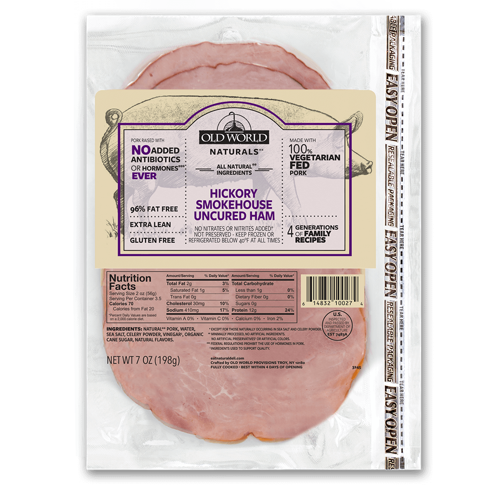 Old World Naturals Hickory Smokehouse Uncured Ham Package of deli ham