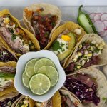 Platter of various kinds of tacos